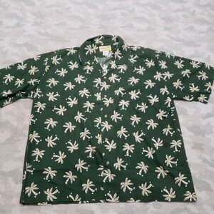 Tropicals By Fun Boxers Shirt Mens Medium Green Short Sleeve Button-Up Palm Tree